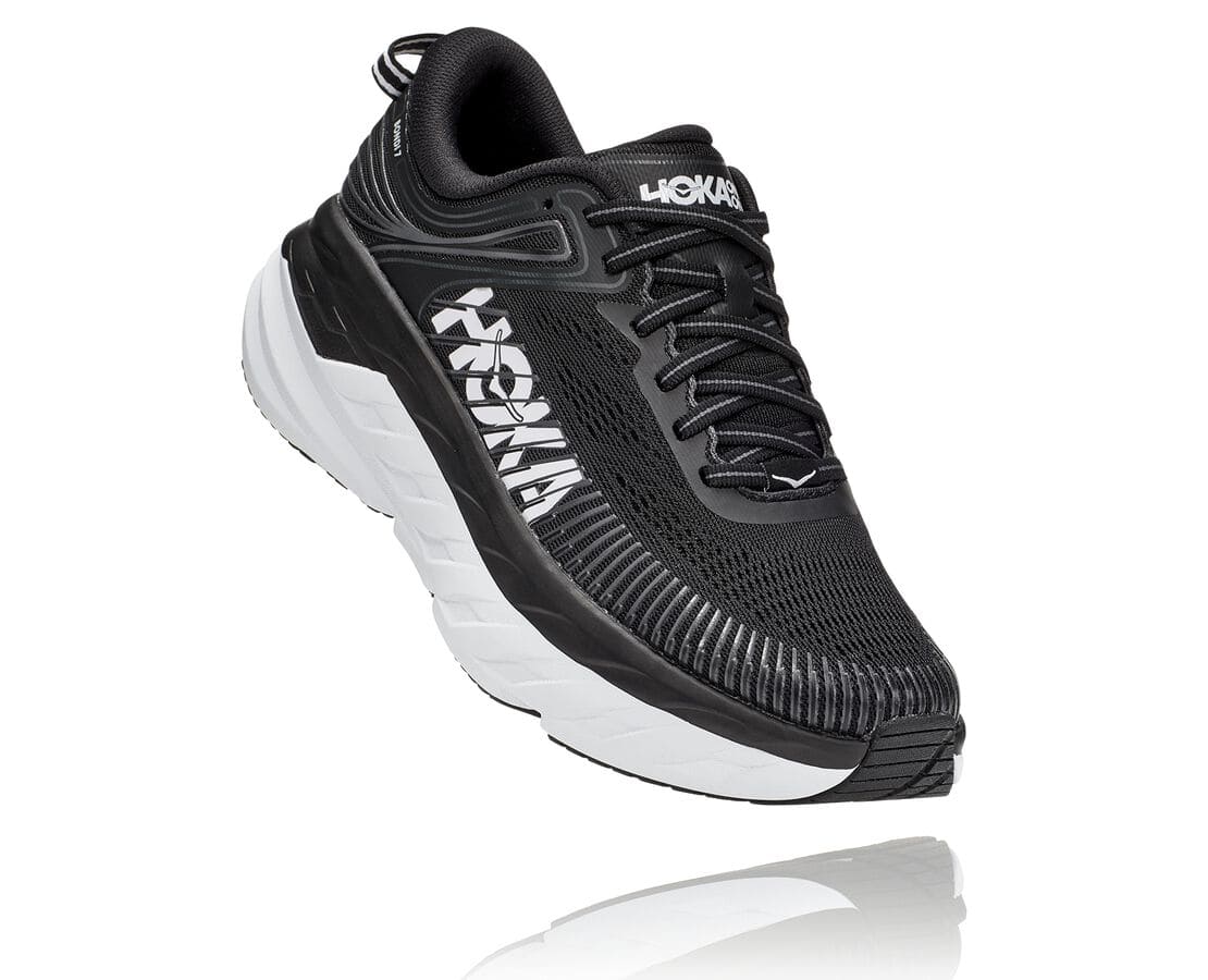 Pantofi De Mers Hoka One One Bondi 7 Dama - Negrii / Albi | Romania ZHFU49617